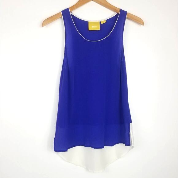 Anthropologie |100% Silk Sheer Tank Top Purple White - Picture 1 of 7